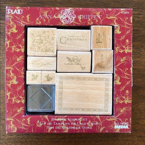 Anna Griffin Christmas Rubber Stamp Set W/ Ink Pad UNUSED - Picture 1 of 7